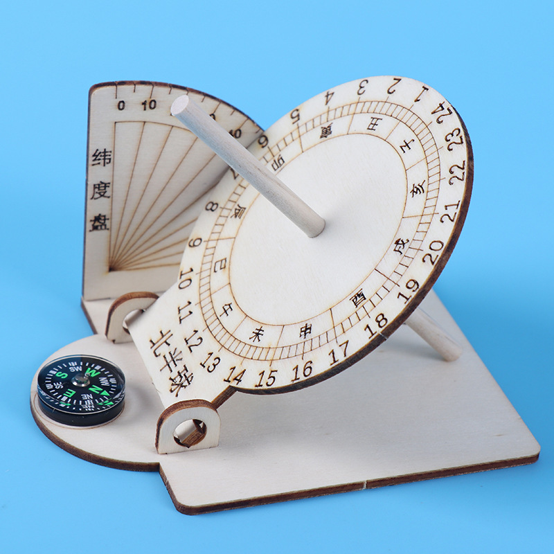 Äquatoriale Sonnenuhr Uhr Holz Gebäude Wissenschaftliche Modell DIY Lehrmittel Pädagogisches Spielzeug Für Kinder Schreibtisch Zubehör