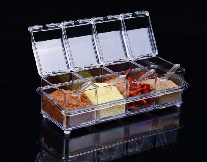 4 Stks/partij Keuken Organisator Opbergdozen Kruiden Kruiden Pot Transparant Suiker Zout Fles Keuken Accessoires Ok 0631