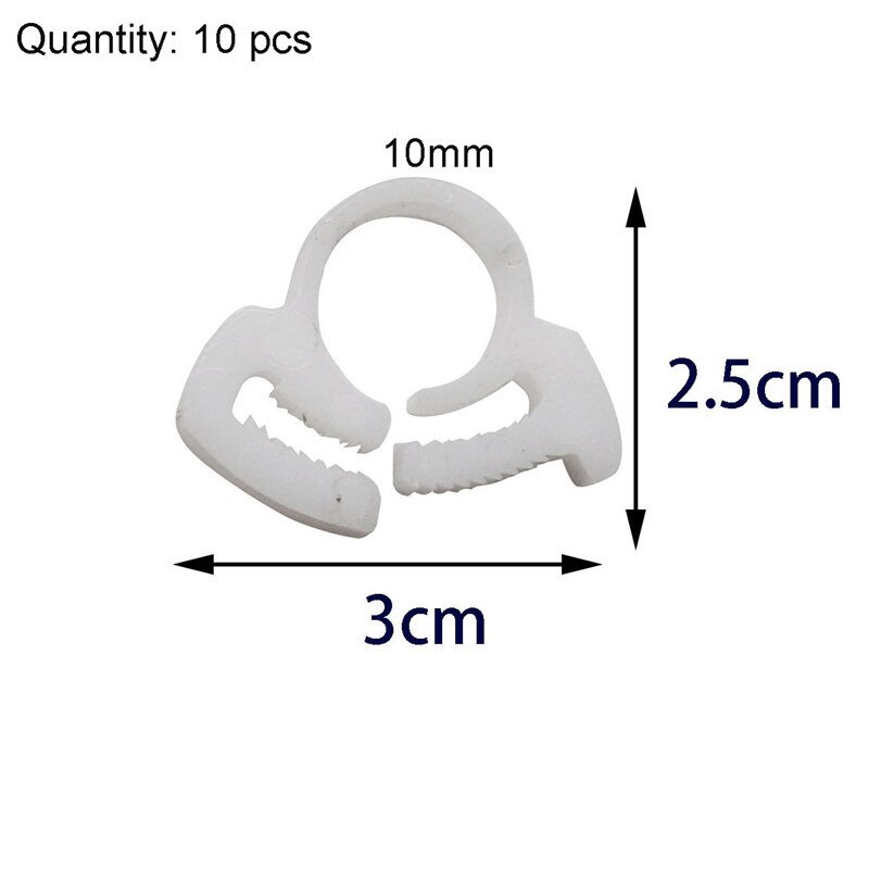 10pcs/lot Drip Tubing Hoop Buckle Garden Micro Drip Hose Irrigation Hose Connector Fittings Micro Jet Clamp: 10mm