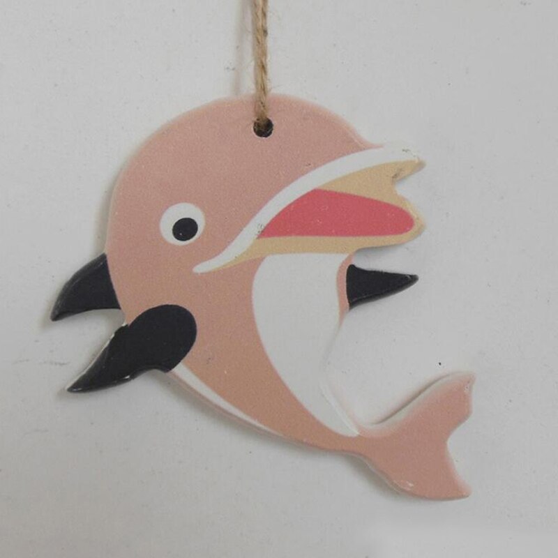 Vacker trä delfin dekoration sjöstjärna hängande snöre fisk dekoration medelhavsstil hänge display vägg rum: Hudfärg