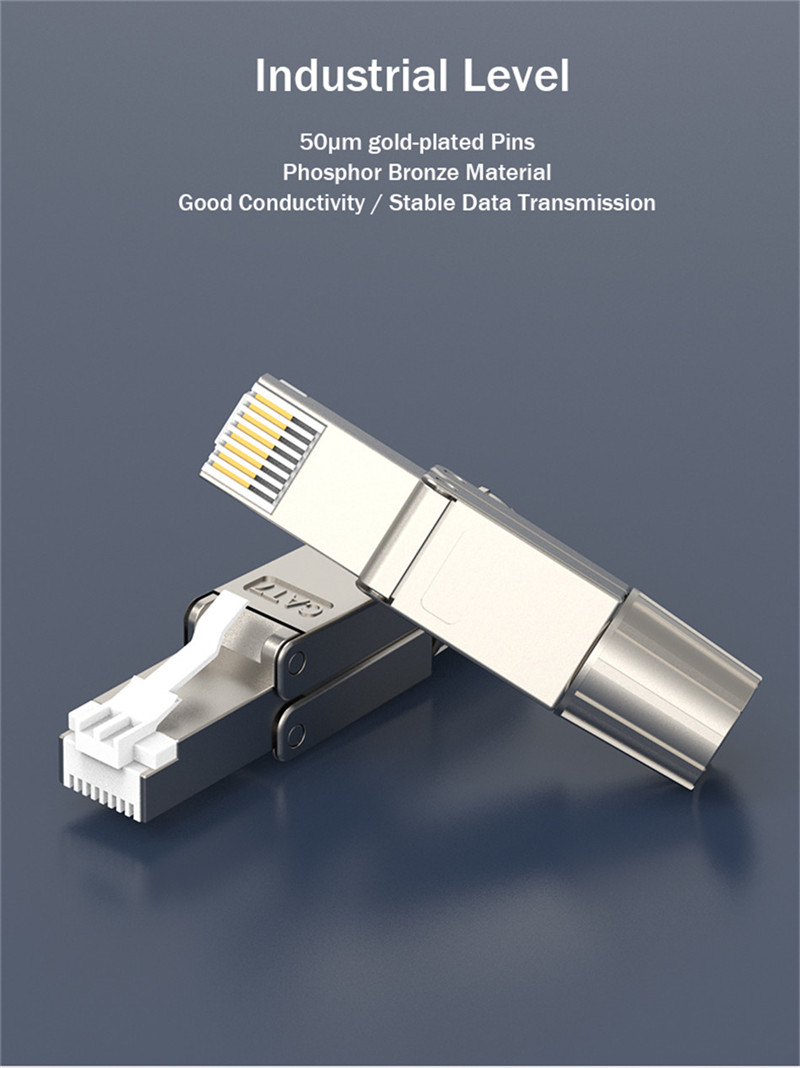Cat7 6 6A RJ45 Connector Shielded Ethernet Cat 7 Conector STP 8P8C Plug Termination for Cat6/6A/7 23AWG Solid Installation Cable