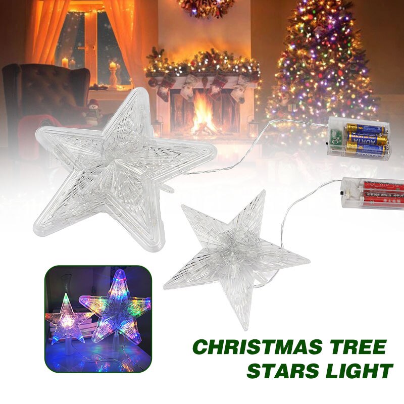 16/23Cm Kerstboom Sterren Licht Plastic Multicolor Led Xmas Bomen Top Decoraties Ster Lichten Unieke Ornament Home party