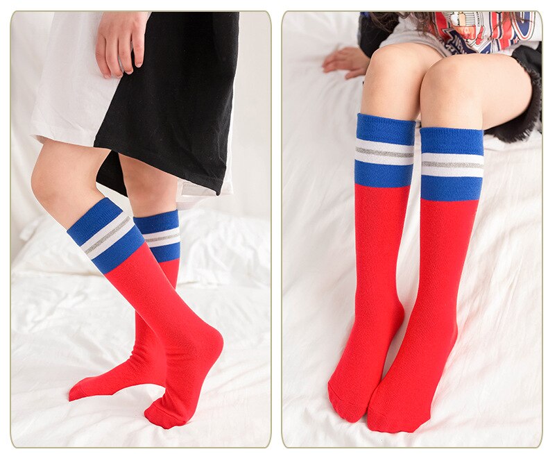 Baby Mädchen Knie Hohe Socken freundlicher jungen Streifen Baumwolle Sport Socken für Mädchen Nette Lange Röhre Socken freundlicher Bein Wärmer socken