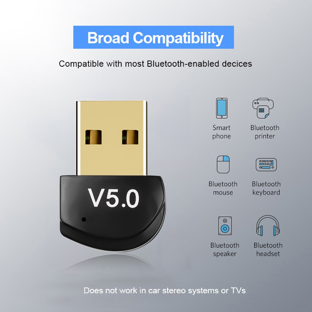 kebidumei Mini USB Bluetooth V5.0 Dongle Dual Mode Wireless Adapter Device For Windows 7 98 98 se Me 2000 XP Vista