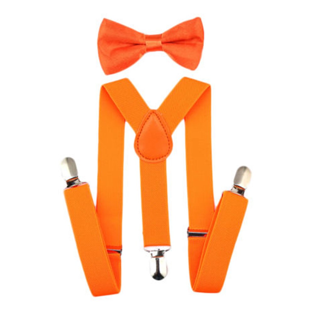 Kids Suspenders with Bowtie Ties Accessories Children Bow Tie Set Boys Braces Girls Adjustable Suspenders Baby Wedding: Orange