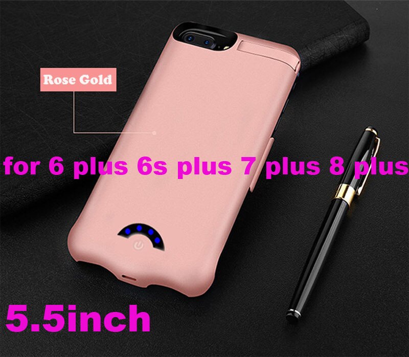 Voor Iphone 6 6 S 7 8 Battery Charger Case 10000 Mah Externe Power Bank Opladen Case Cover Voor Iphone X 6 7 8 Plus Batterij Case: 6P 6SP 7P 8P Rosy