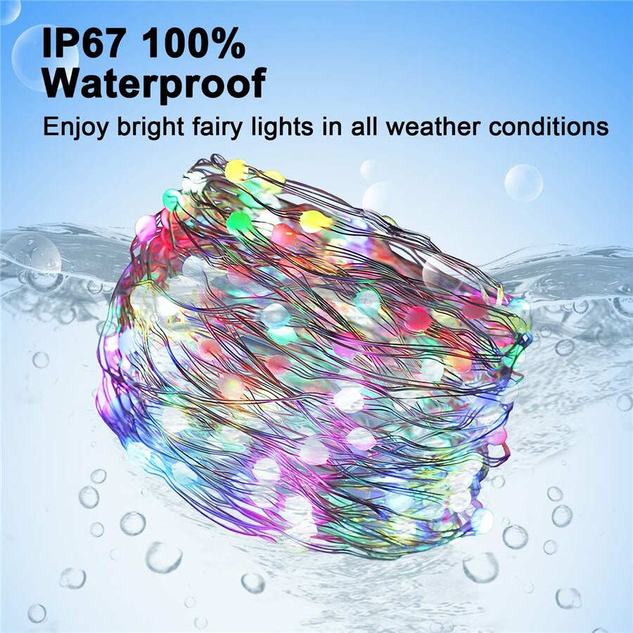 10/20M Smart RGB Christmas Tree Fairy Light USB 200 LED Copper Wire String Light With Remote For Christmas Wedding Party