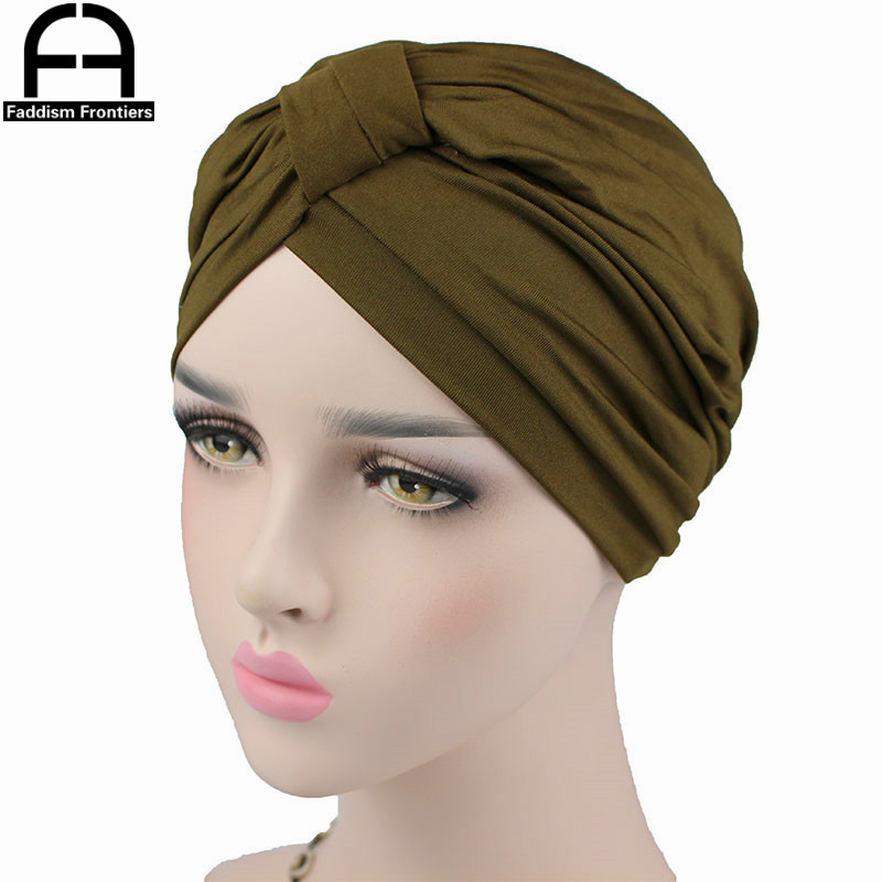 Turbante elástico de LICRA para mujer, diadema, turbante musulmán, Bandanas para quimio, accesorios para el cabello: Verde militar