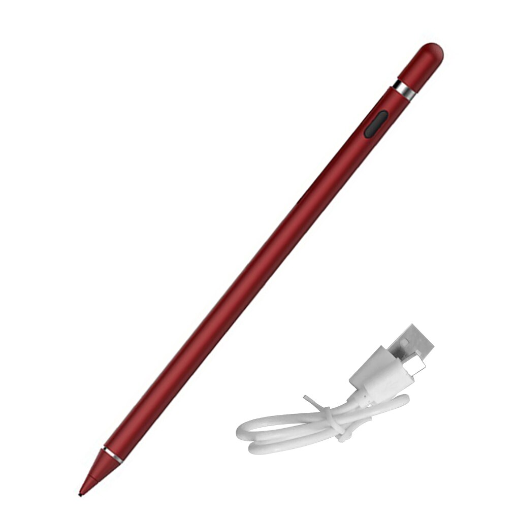 Universele Capacitieve Actieve Stylus Touch Screen Pen Smart Voor Ios/Android Ipad Telefoon Potlood Touch Tekening Tablet Smartphone: red