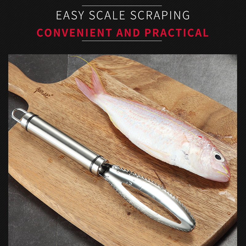 KONCO Stainless Steel Fish Scale Scraper Fish Scaler Brush,Remove Fish Scales with Fish Bone Tweezers Kitchen Gadget