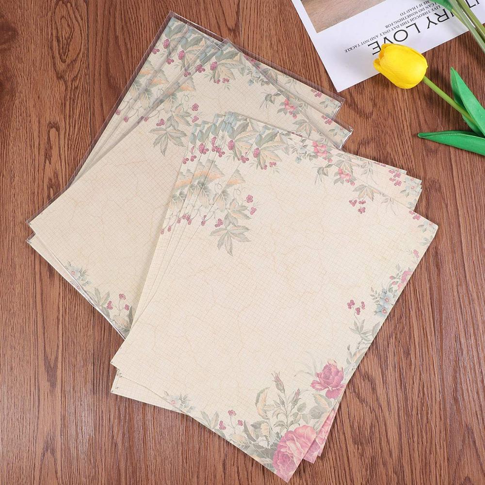 10 Pack Writing Paper Letter Paper Vintage Letter Writing Set Stationery Business Party Invitations Retro Flower Letter Paper
