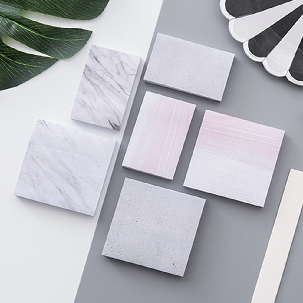 6 Stks/set School Draagbare Home Office Studie Multifunctionele Zelfklevende Nota Pads Diy Voor Herinneringen Steen Textuur Briefpapier