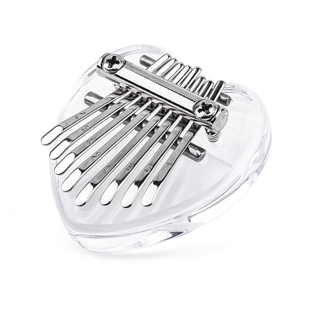 Mini Kalimba 8 Keys Kalimba Transparent Piano Crystal Acrylic Thumb Piano for Kids Adults Beginners Profesisonals Heart-shaped: Heart Shape