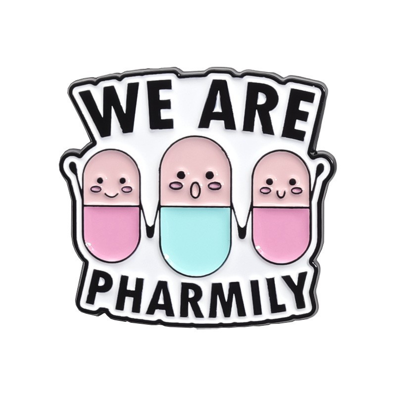pill-box designing capsule Enamel Pin Funny Brooch Cartoons Badge for Bags Jeans Hoodies Denim Lapel Pin Jewelry Kids Best: Imitation Rhodium Plated