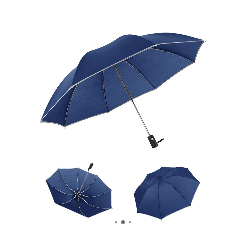 parasol automatyczny odwrócony składany parasol biznesowy z paski odblaskowe 3 składany parasol odwrotny parasol składany wodoodporny: niebieski