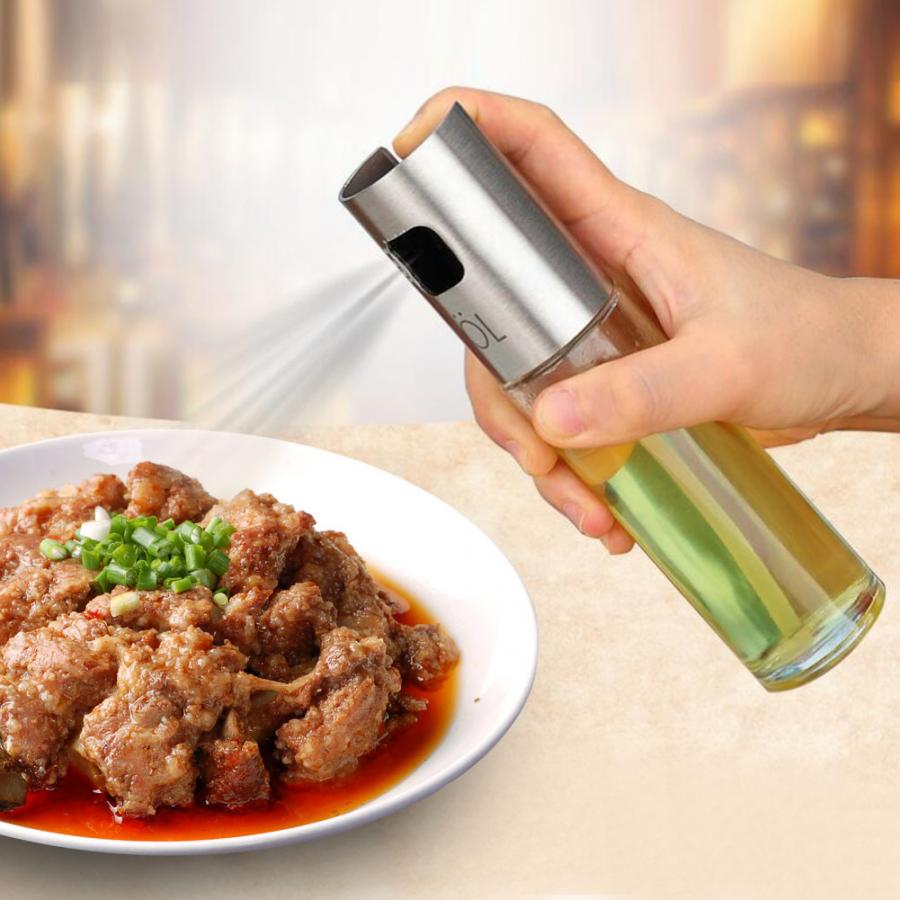 Husholdning 100ml olje spray dispenser rustfritt stål spray flaske olje dispenser krydder kjele olje spray flaske kjøkken verktøy