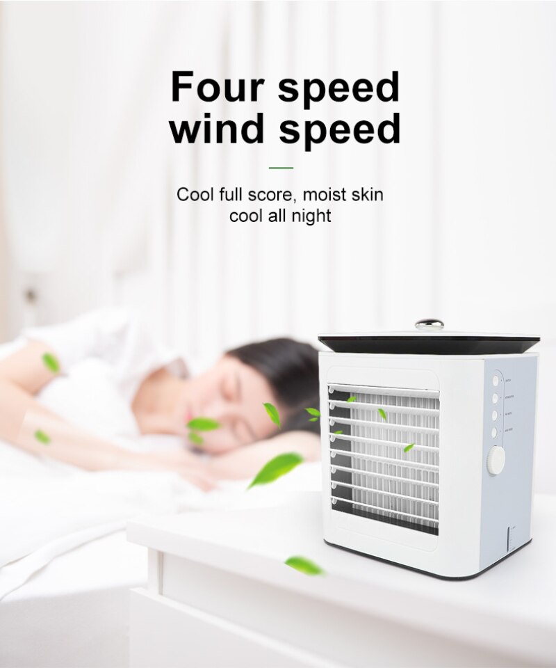 Portable Air Cooler USB Air Conditioner Desktop Fan Ultra-low Mute 4 Speeds Quiet Air Cooler for Home Room Office HVAC Systems