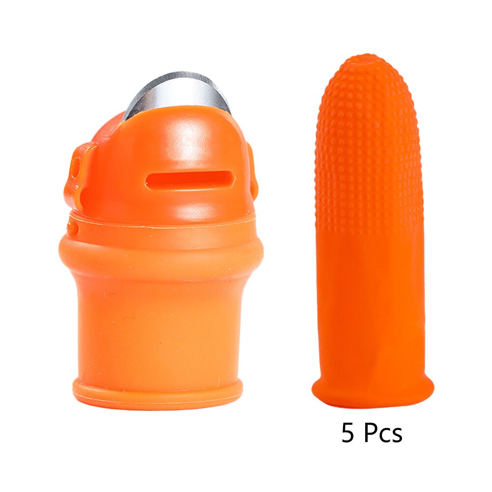 Silikon Finger Schutz mit Klinge für Obst Gemüse Daumen Messer Finger Schutz Küche Spielereien mit 5 Silikon Fingerlinge: S