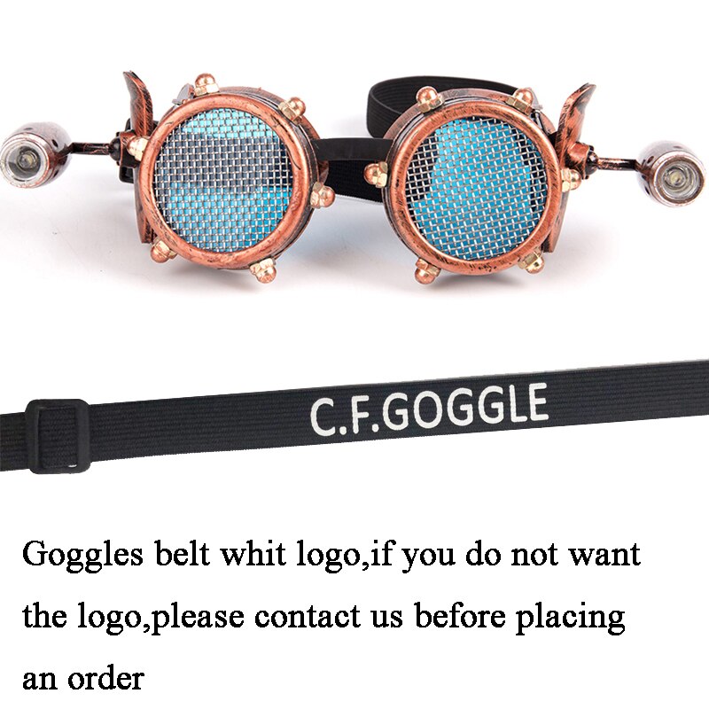 FLORATA, gafas Vintage de avión, gafas Retro de soldadura Steampunk con dos lámparas de de motor pequeño, accesorios de cosplay para Halloween