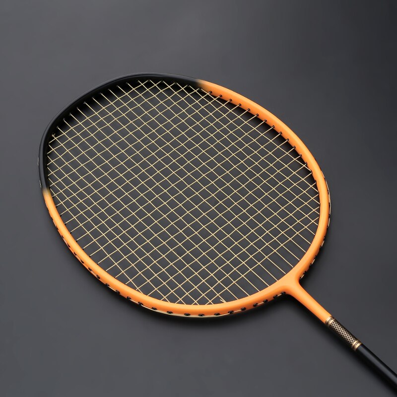 Professionele Ultralight Carbon Fiber 5U 75G Strung Badminton Racket Max Spanning 30LBS Racquct Met Snaren Tassen Rackets Sport: Oranje
