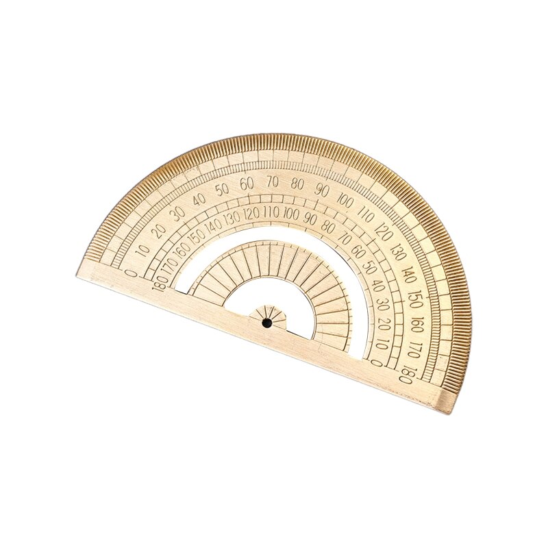Math Geometry Tool Semicircle Drawing Protractor Ruler Straight Edge for student: Brass protractor