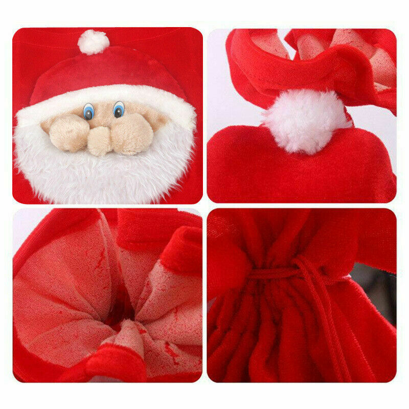 Christmas Candy Canvas Santa Sack Drawstring Bags Xmas Decoration Cute AU