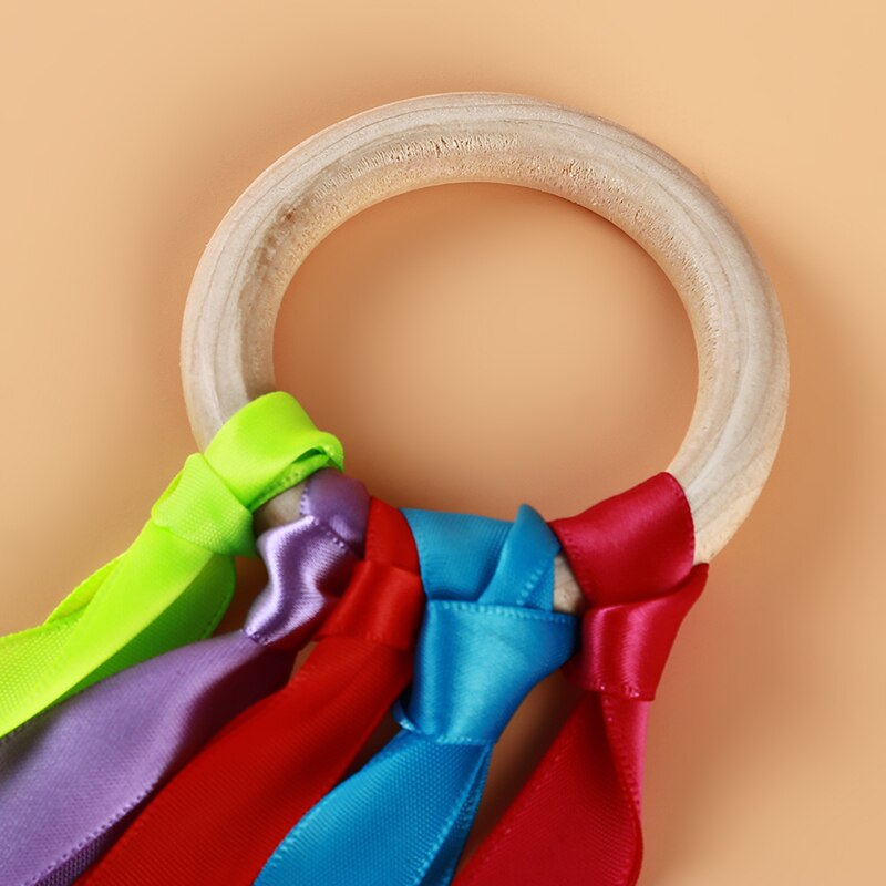 Cinta Multicolor, juguete para bebé, serpentinas de arco iris, anillo de madera, cinta Waldorf con campana, cometa de mano, juguetes, serpentinas, juguete deportivo para niños