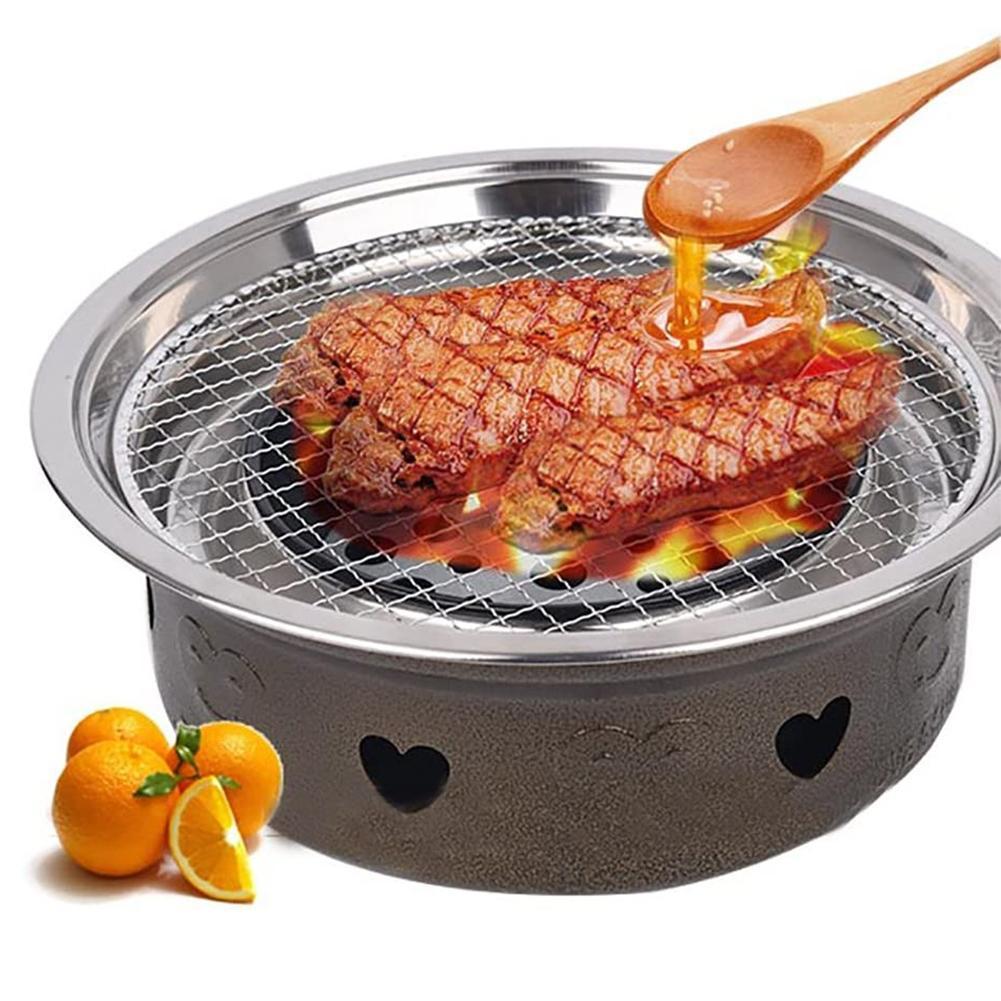 Grelha redonda de aço inoxidável para churrasco, rede para assar, malha não aderente, churrasco, assadeira, ar livre, acampamento, churrasqueira, ferramentas de cozinha