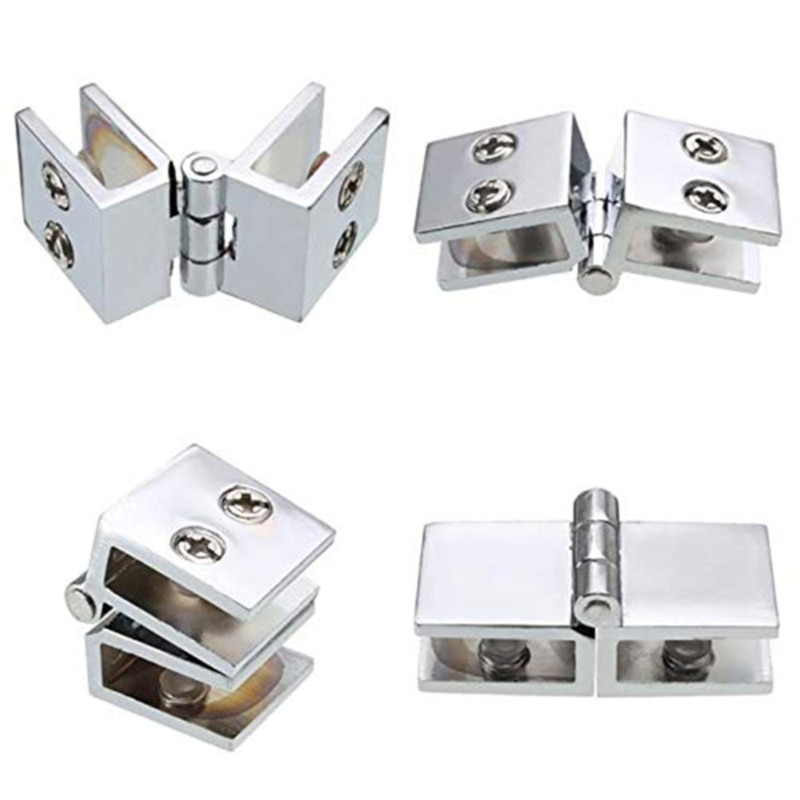 Zinc Alloy Wall Mount Glass Shower Door Hinges For Home Bathroom Furniture Clip Silver Durable Mirrored Hardware