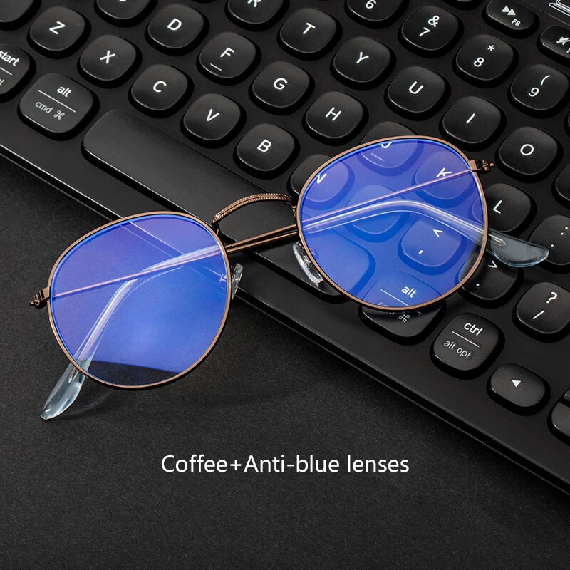 Computer briller anti blå stråle briller blåt lys blokerende briller optisk øje brille uv blokerende spil filter runde briller: C4