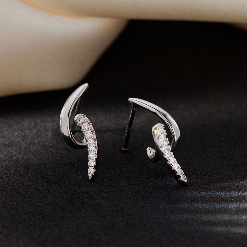 Echte, zierliche ohrstecker aus sterlingsilber mit zirkonia-spirale, 925 stück , für damen und mädchen