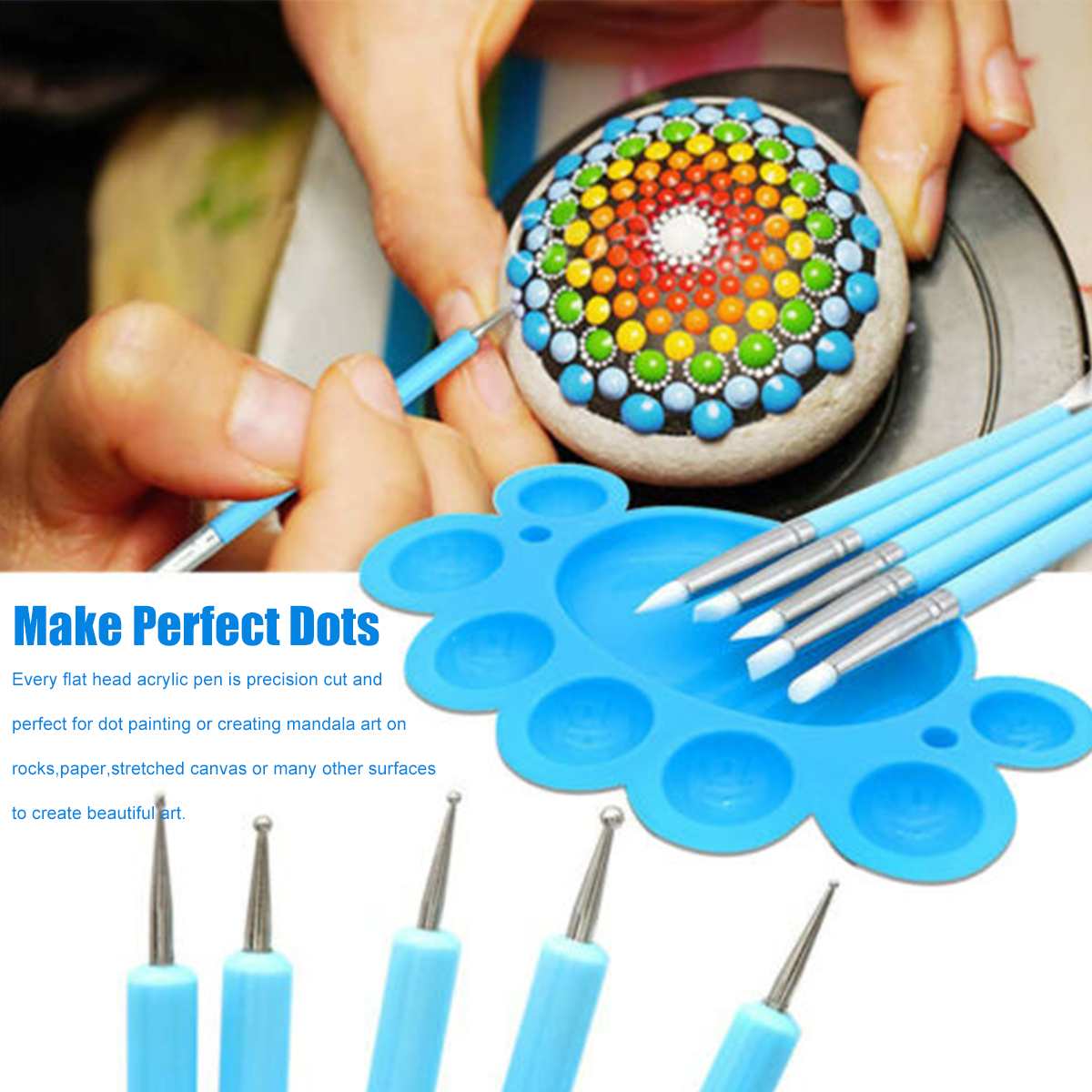 35pcs Multifunction Mandala Dotting Tools Set Brushes Paint Tray for Painting Rocks Pottery Embossing Dot Kit Dotting Tool Set