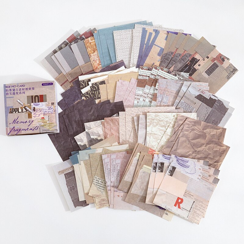 100 pcs /pack Old Time Retro Base Paper Notes Antique Handbook Diary Notebook Decoration