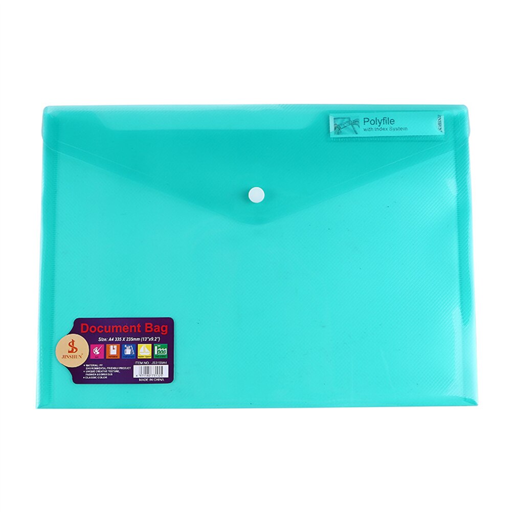 6 Pack Poly Envelopes File Folder With Label Pocket Clear A4 Transparent Document Organizer Snap Closure Expandable File Pouch: 6pcs-A4-2-Green