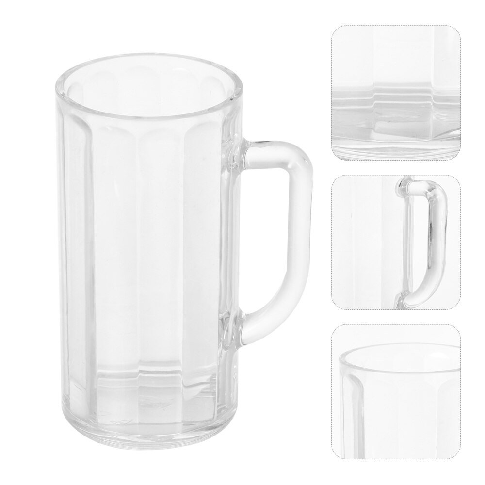 600ml Beer Mug 600ml Party Drinking Mug Acrylic Beer Glasses for Men Father Husband Bar Pint Glass with Handle: Transparent 06