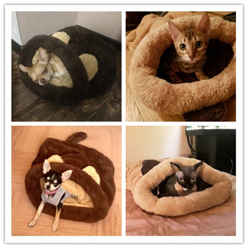 Cama para perro gato, saco de dormir de cuatro colores, cálido, cómodo, nido de cachorro de invierno, cojín en forma de estera, bonito, apto para mascota pequeña mediana