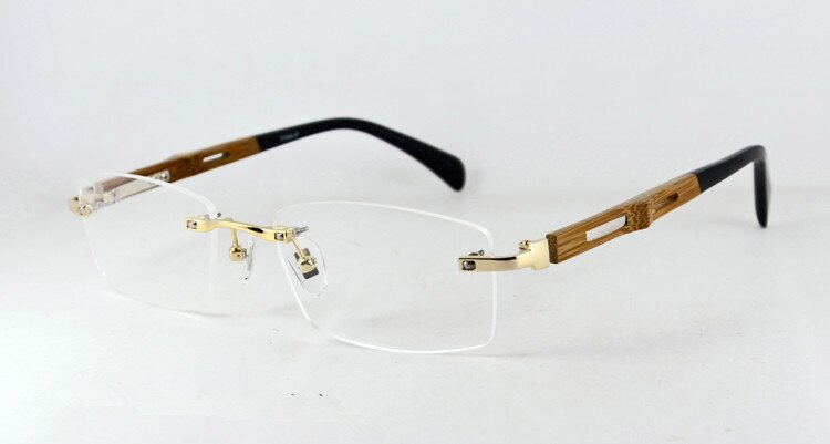 Pure Titanium Houten Hand Gemaakt Randloze Brilmonturen Luxe Bijziendheid Rx Staat Mannen Vrouwen Bril Bril Top: Gold