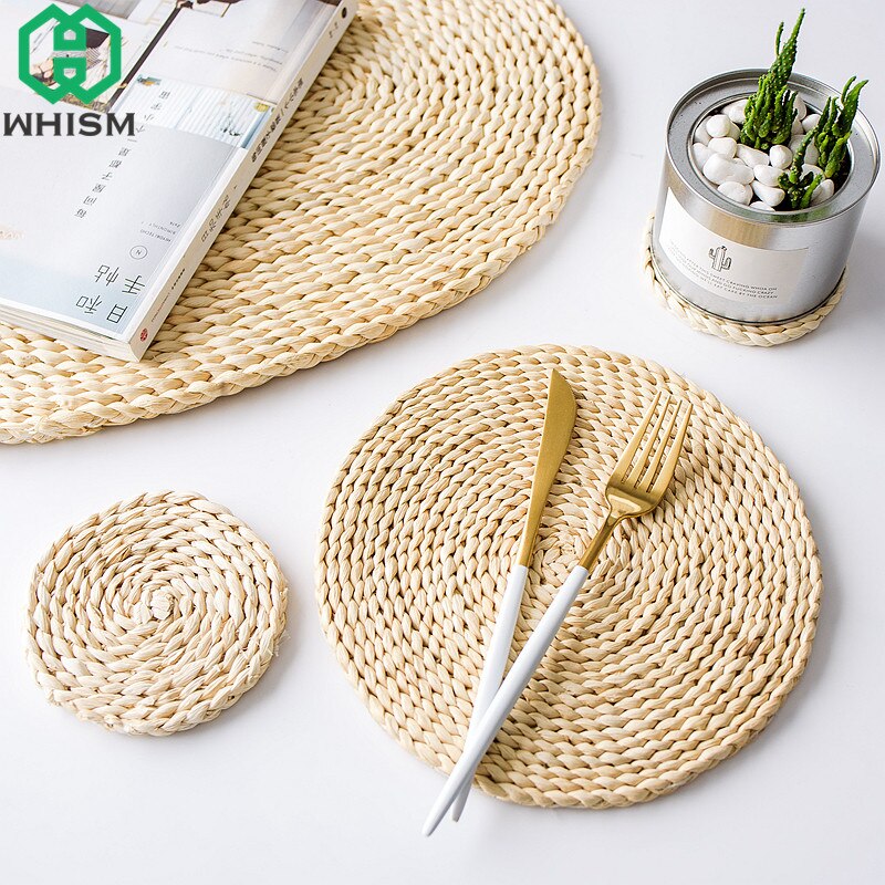 1Pc Rotan Placemats Stro Cup Onderzetters Pad Eettafel Mat Warmte-isolatie Pannenlap Rieten Drinken Coaster Keuken Accessoires