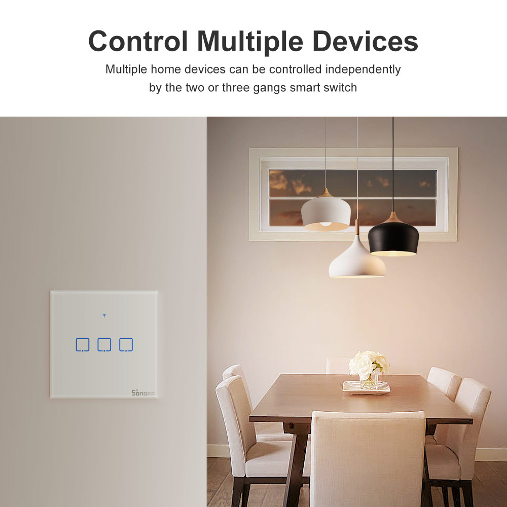 Itead SONOFF TX T1 EU UK Wifi Switch Smart Wall Touch Switch Wifi Light Switch 433Mhz RF Remote Controler Smart Home Automation