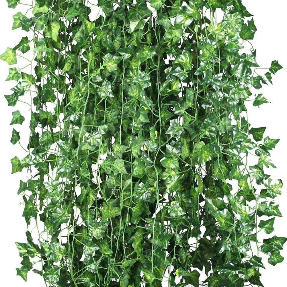 12 x kunstige planter af falske blomster vedbend hængende krans til bryllupsfesten hjemme bar have væg dekoration