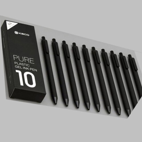 Xiaomi-bolígrafos KACO originales para firmar, bolígrafos duraderos de 0,5mm, recargables, 10 unids/paquete, tinta negra japonesa, papelería escolar: KACO 10PCS black