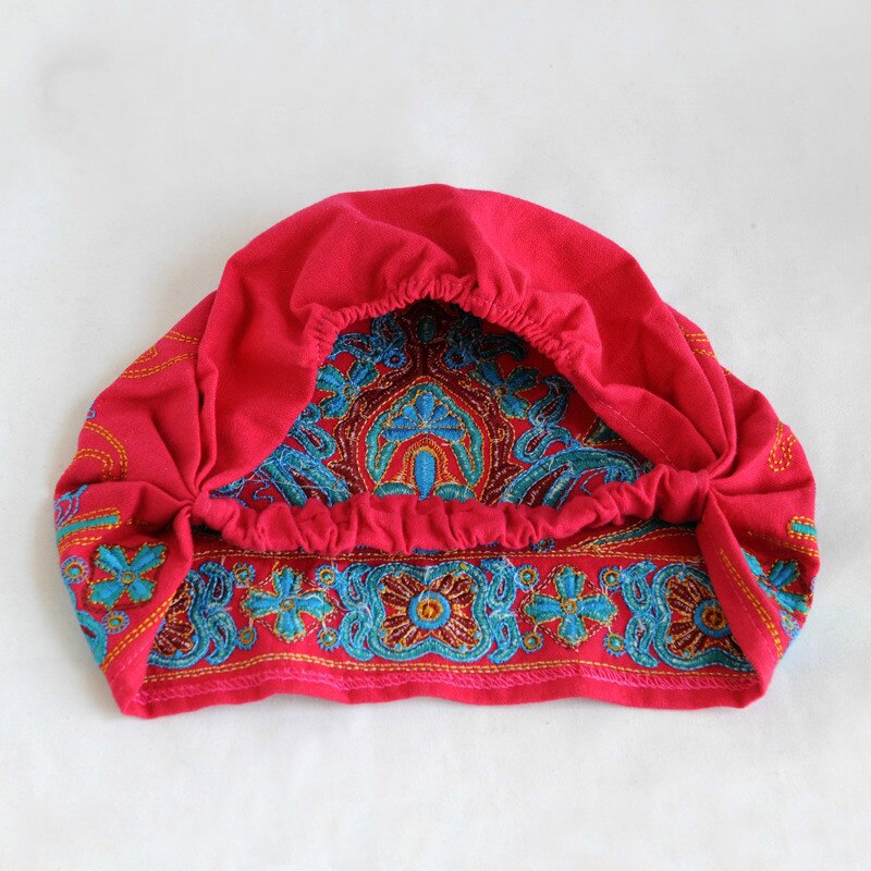 Chapeaux pour femmes, Style mexicain ethnique Vintage, fleurs brodées, Bandanas imprimés rouges, bonnets