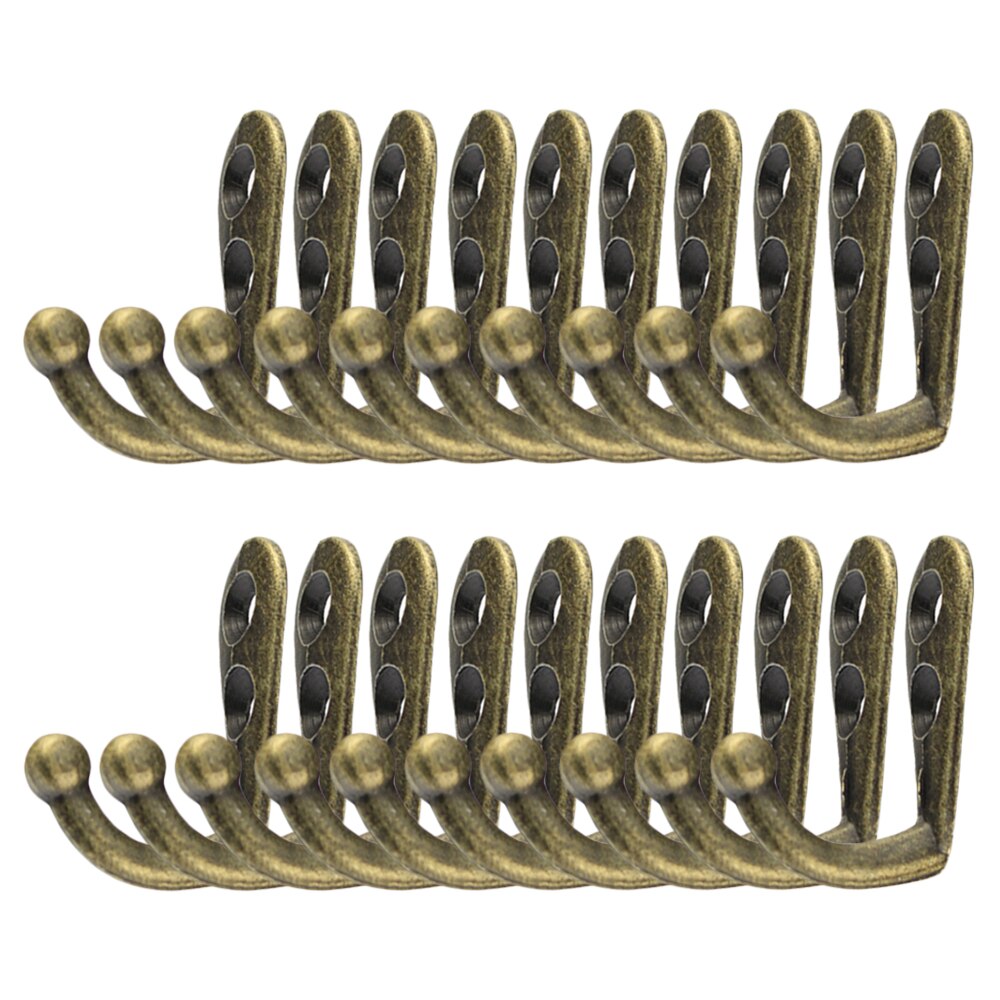 Colgador de paños Vintage, gancho de pared de bronce, rústico, perchero para llaves, bolso, sombrero, ganchos de Bata rústica, perchero para colgar en la pared, 10 Uds.: 20pcs