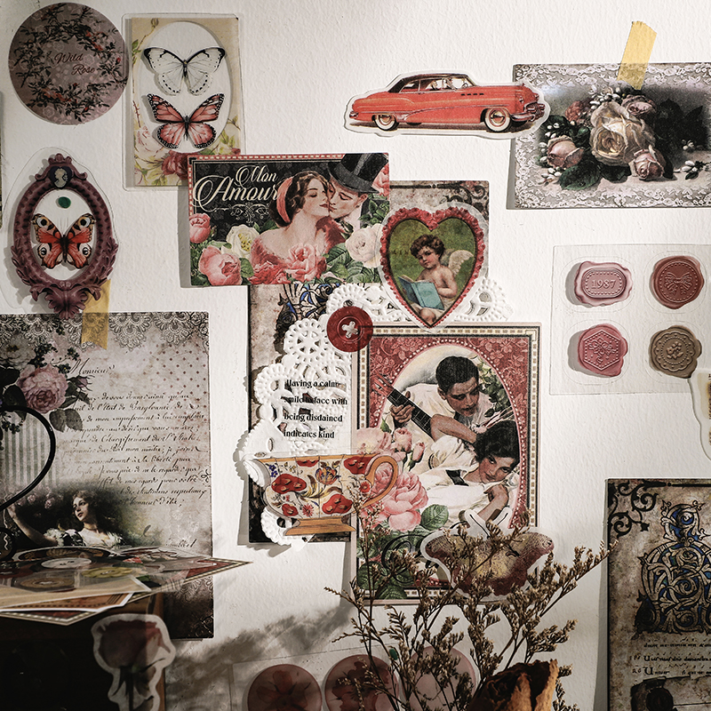 100 Stks/set Vintage Scrapbooking Stickers Diy Journaling Plakboek Zelfklevende Washi Papier Stickers Set Antieke Retro Natuurlijke