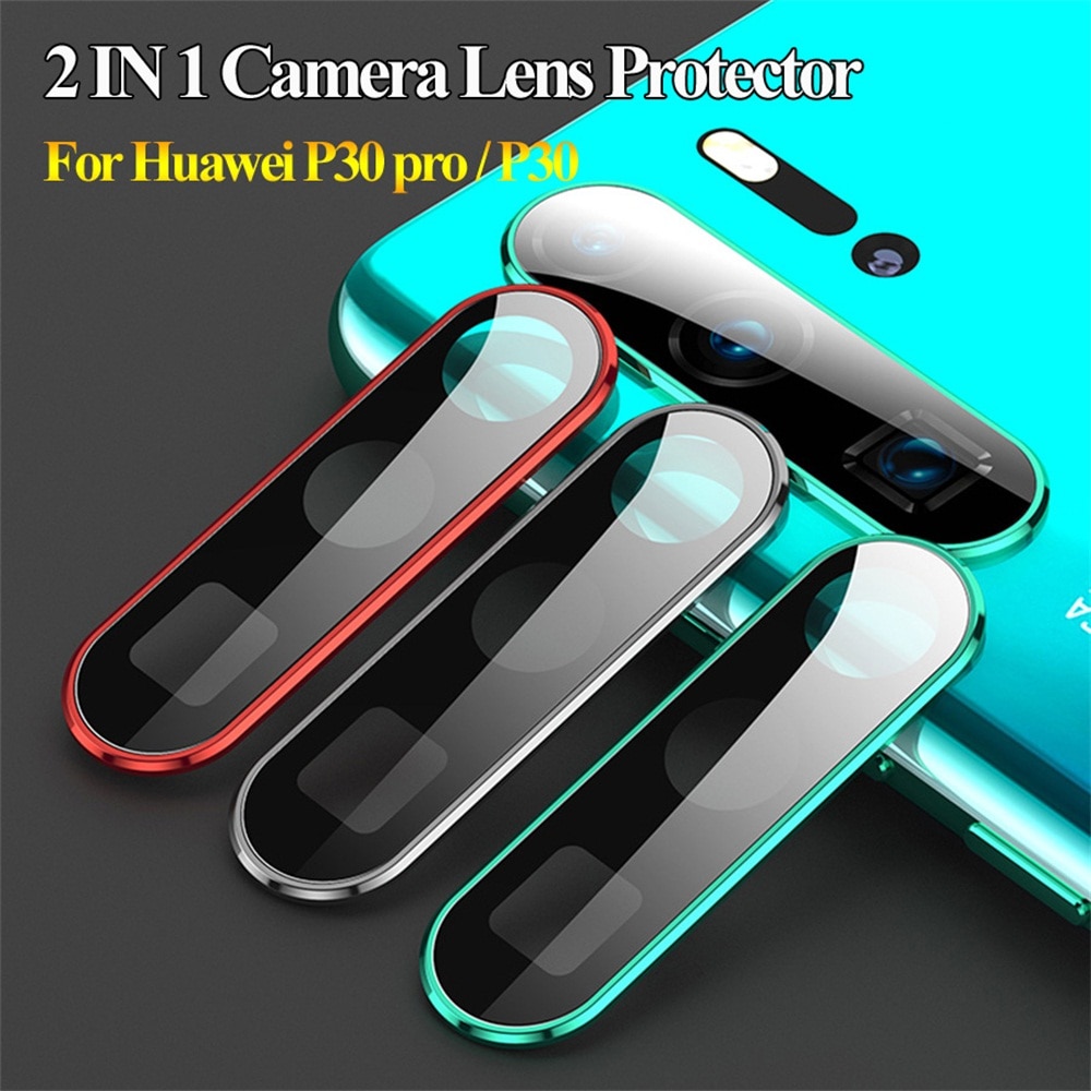 Luxury Camera Lens Protector 9H Tempered Glass Film Metal Protective Ring Cover HD Screen Guard Case for Huawei P30 pro Lite