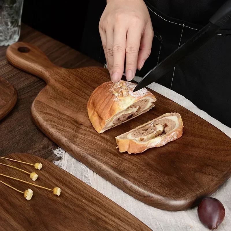 Planche à découper en bois de noyer noir, planche à découper pour Pizza et Sushi de Style occidental, plateau à Steak de fromage, plateau à pain en bois pour fruits