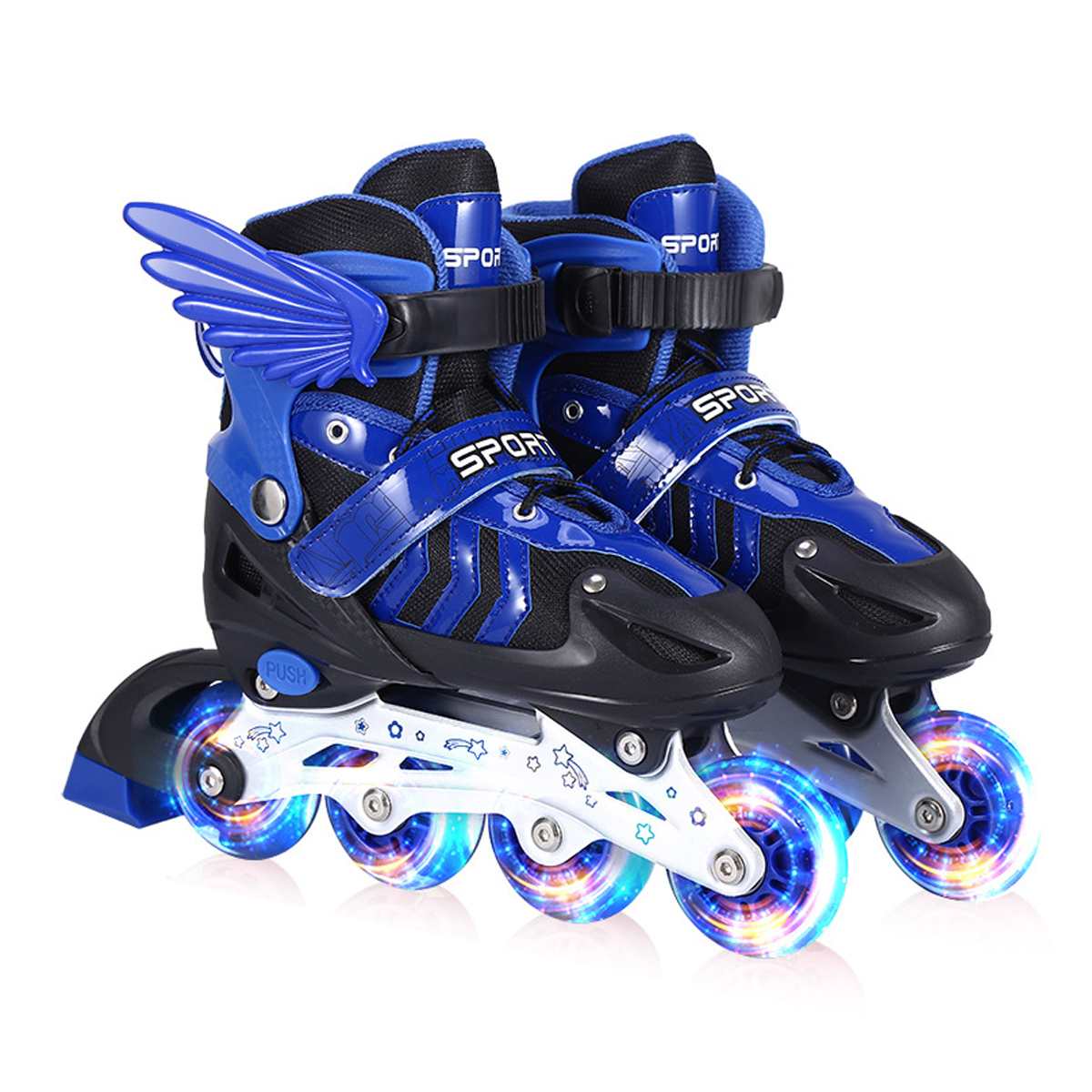 Full Flash Glowing Boys Girls Children Inline Skates Roller Skating S/M/L Christmas For Children Comfortable Breathable: Red Blue M