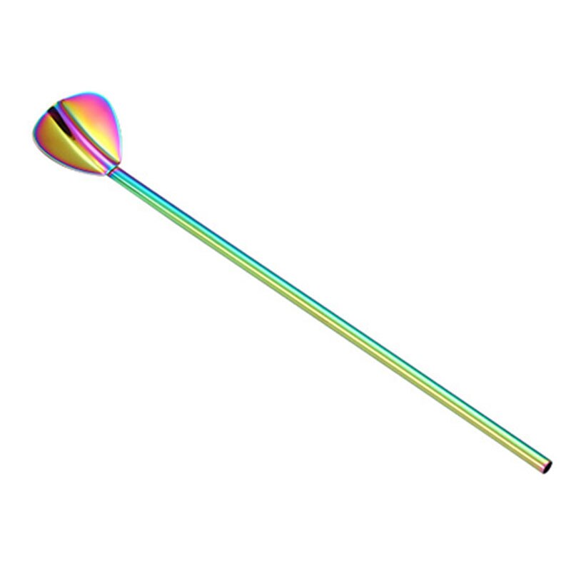 Cuillère à café en paille en acier inoxydable | Longue et créative pailles à boire écologiques offre des pailles en métal spéciales de: multicolor