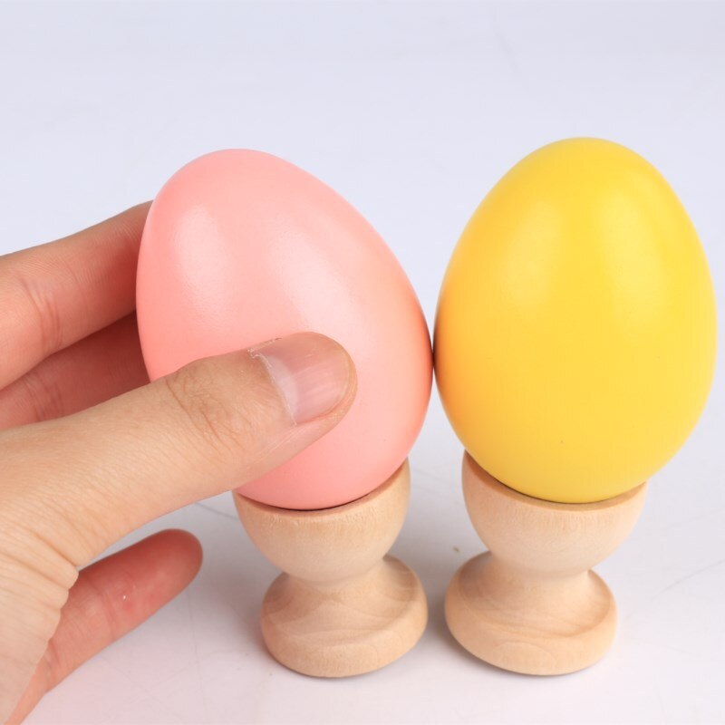6 teile/los Neue Baby Spielzeug Holz Nachahmung Eier DIY Gemalt Graffiti Ostern Ei Modell Küche Pretend Spielen Spielzeug 12 Farben