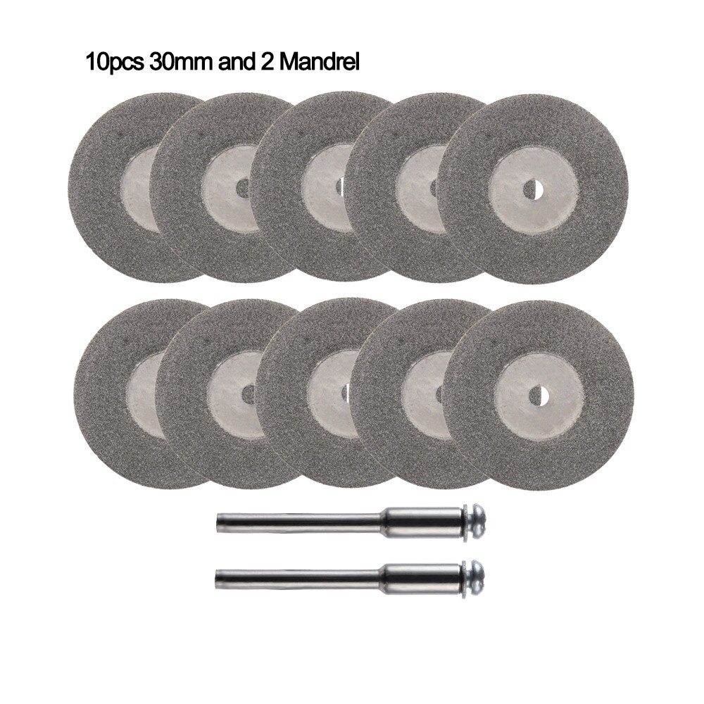 1/12 stücke 20-50mm Diamant Trennscheiben einstellen Glas Mini Jade Stein Kreissäge Klinge Schleifen schneiden Rad fliesen Schleif Dreh Werkzeug: 10Stck 30mm 2 Mandrel